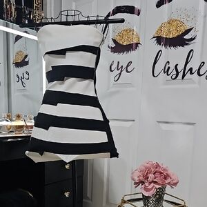 Bebe Monochrome Strapless Dress